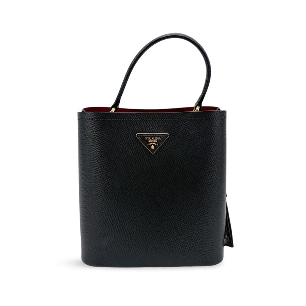 Prada Panier Bucket Saffiano Leather Black Leather Handbag